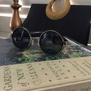 Black and Silver Round Lennon Sunglasses NWT